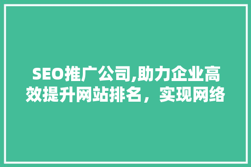 SEO推广公司,助力企业高效提升网站排名，实现网络营销新突破