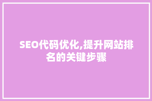 SEO代码优化,提升网站排名的关键步骤