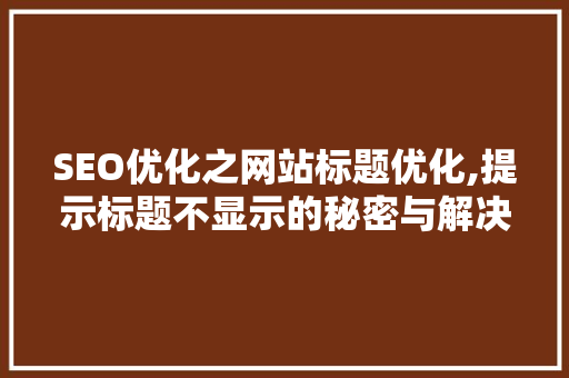 SEO优化之网站标题优化,提示标题不显示的秘密与解决方法  第1张