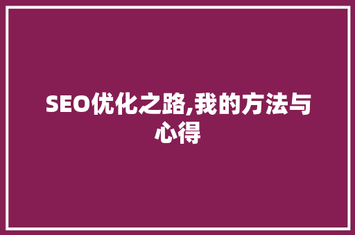SEO优化之路,我的方法与心得