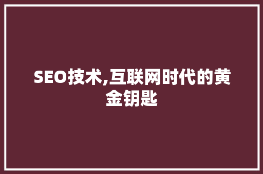 SEO技术,互联网时代的黄金钥匙