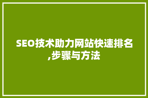 SEO技术助力网站快速排名,步骤与方法