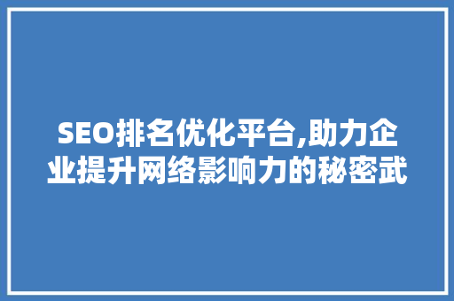 SEO排名优化平台,助力企业提升网络影响力的秘密武器