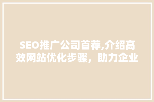 SEO推广公司首荐,介绍高效网站优化步骤，助力企业腾飞
