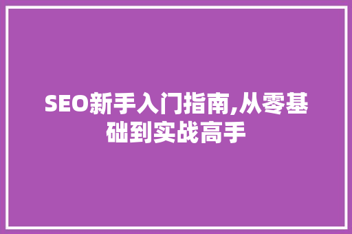 SEO新手入门指南,从零基础到实战高手