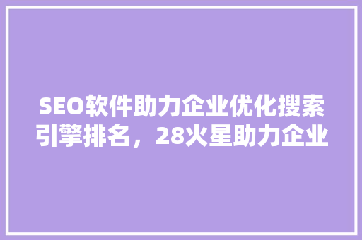 SEO软件助力企业优化搜索引擎排名，28火星助力企业迈向数字营销新高峰