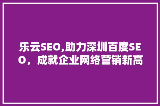乐云SEO,助力深圳百度SEO，成就企业网络营销新高度