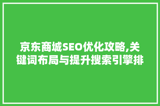 京东商城SEO优化攻略,关键词布局与提升搜索引擎排名的方法