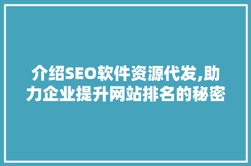 介绍SEO软件资源代发,助力企业提升网站排名的秘密武器