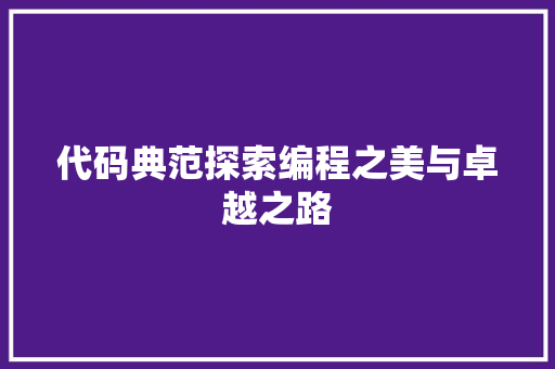 代码典范探索编程之美与卓越之路