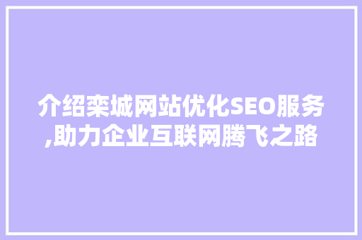 介绍栾城网站优化SEO服务,助力企业互联网腾飞之路