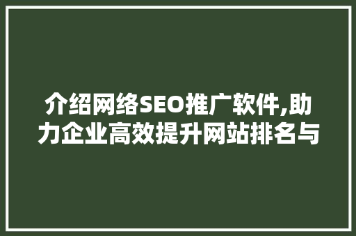 介绍网络SEO推广软件,助力企业高效提升网站排名与流量