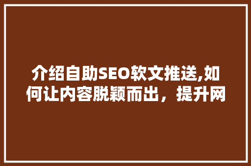 介绍自助SEO软文推送,如何让内容脱颖而出，提升网站流量