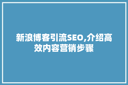 新浪博客引流SEO,介绍高效内容营销步骤