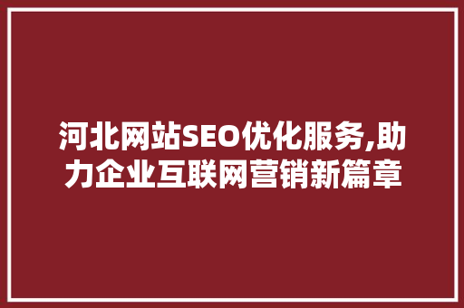 河北网站SEO优化服务,助力企业互联网营销新篇章