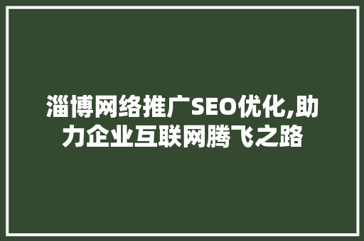 淄博网络推广SEO优化,助力企业互联网腾飞之路  第1张