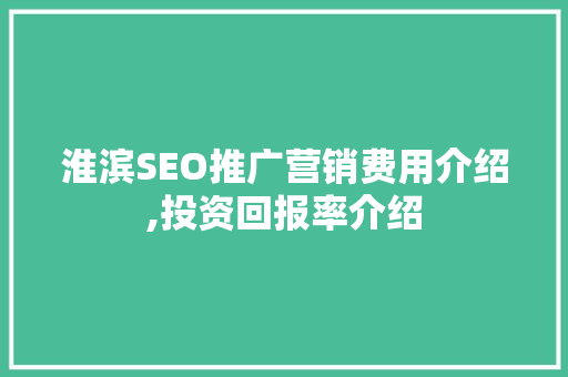 淮滨SEO推广营销费用介绍,投资回报率介绍