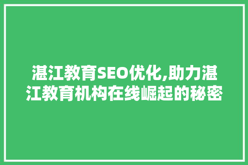 湛江教育SEO优化,助力湛江教育机构在线崛起的秘密武器  第1张