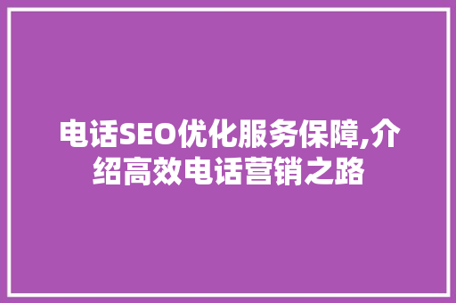 电话SEO优化服务保障,介绍高效电话营销之路
