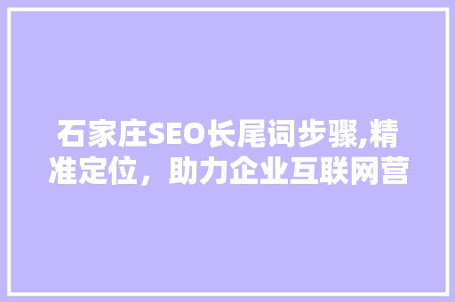 石家庄SEO长尾词步骤,精准定位，助力企业互联网营销