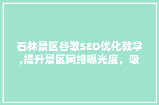石林景区谷歌SEO优化教学,提升景区网络曝光度，吸引更多游客