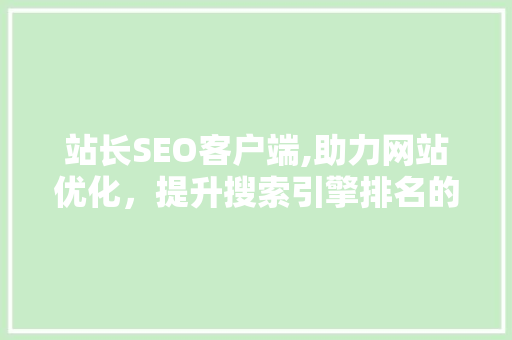 站长SEO客户端,助力网站优化，提升搜索引擎排名的秘密武器