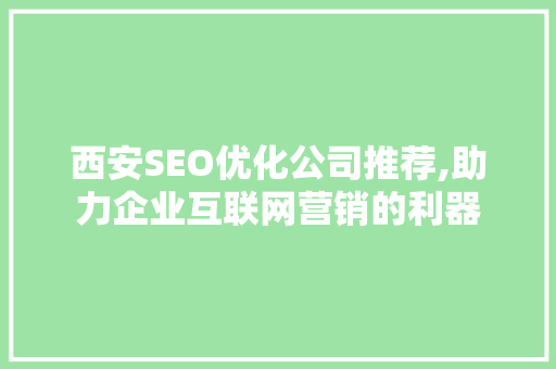 西安SEO优化公司推荐,助力企业互联网营销的利器