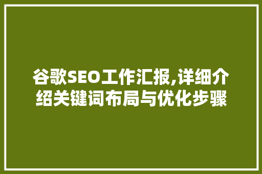 谷歌SEO工作汇报,详细介绍关键词布局与优化步骤