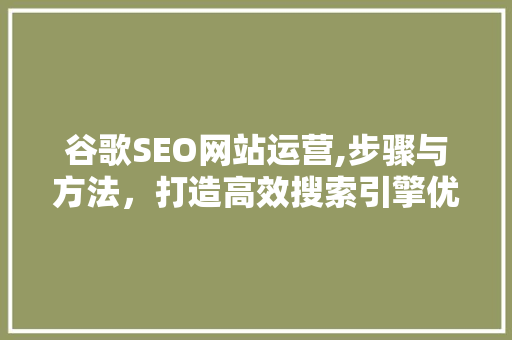 谷歌SEO网站运营,步骤与方法，打造高效搜索引擎优化