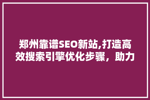 郑州靠谱SEO新站,打造高效搜索引擎优化步骤，助力企业腾飞