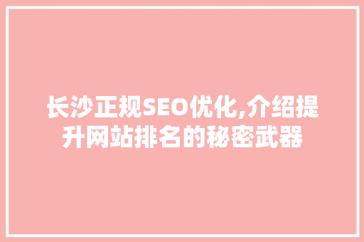 长沙正规SEO优化,介绍提升网站排名的秘密武器