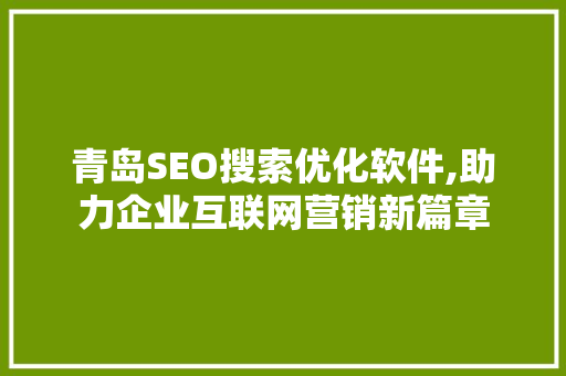 青岛SEO搜索优化软件,助力企业互联网营销新篇章  第1张
