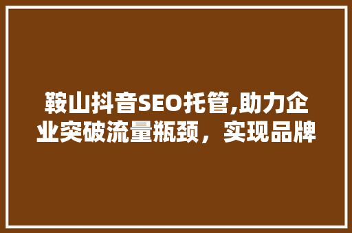 鞍山抖音SEO托管,助力企业突破流量瓶颈，实现品牌价值最大化