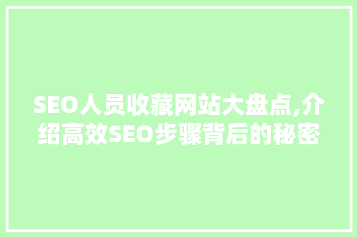 SEO人员收藏网站大盘点,介绍高效SEO步骤背后的秘密  第1张