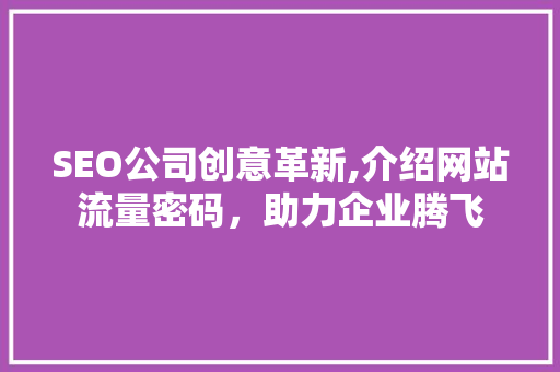 SEO公司创意革新,介绍网站流量密码，助力企业腾飞  第1张