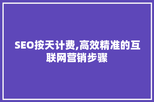 SEO按天计费,高效精准的互联网营销步骤