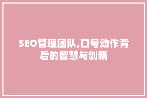 SEO管理团队,口号动作背后的智慧与创新  第1张