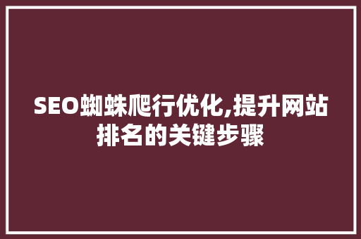 SEO蜘蛛爬行优化,提升网站排名的关键步骤