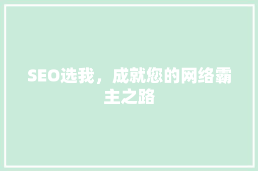 SEO选我，成就您的网络霸主之路