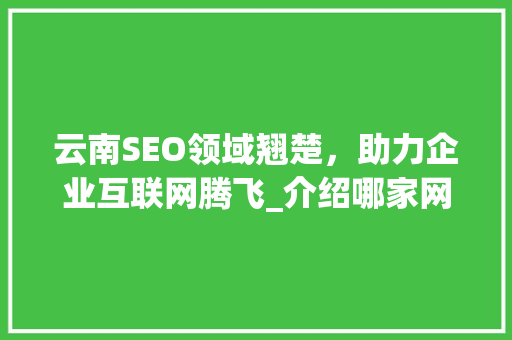 云南SEO领域翘楚，助力企业互联网腾飞_介绍哪家网站SEO服务最佳