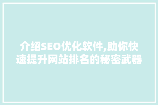介绍SEO优化软件,助你快速提升网站排名的秘密武器！