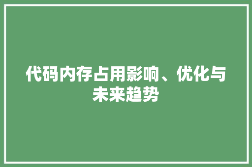 代码内存占用影响、优化与未来趋势