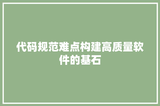 代码规范难点构建高质量软件的基石  第1张
