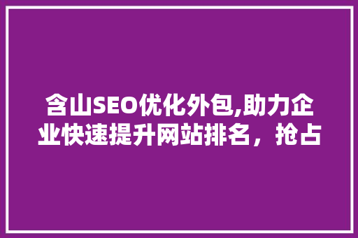 含山SEO优化外包,助力企业快速提升网站排名，抢占市场先机