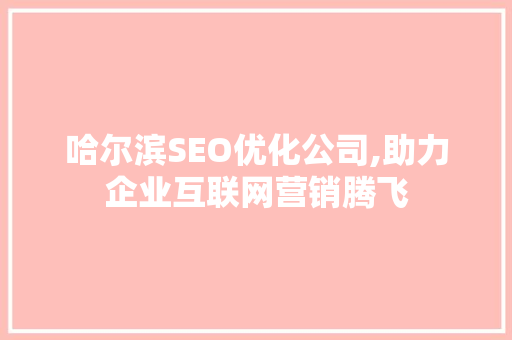 哈尔滨SEO优化公司,助力企业互联网营销腾飞