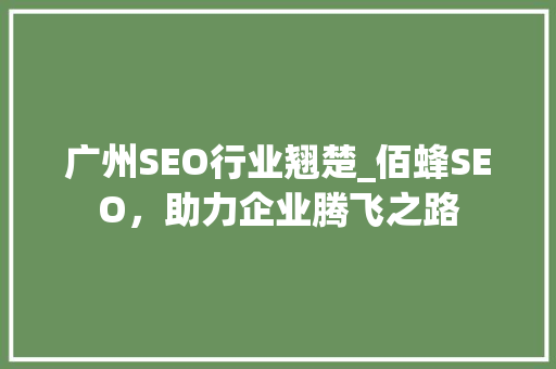 广州SEO行业翘楚_佰蜂SEO，助力企业腾飞之路