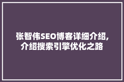 张智伟SEO博客详细介绍,介绍搜索引擎优化之路