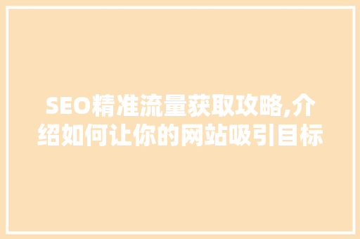 SEO精准流量获取攻略,介绍如何让你的网站吸引目标用户  第1张