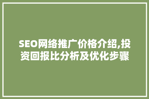 SEO网络推广价格介绍,投资回报比分析及优化步骤