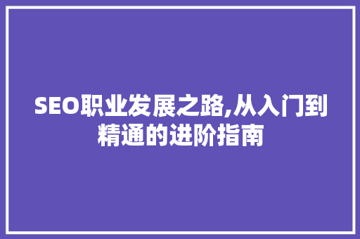 SEO职业发展之路,从入门到精通的进阶指南